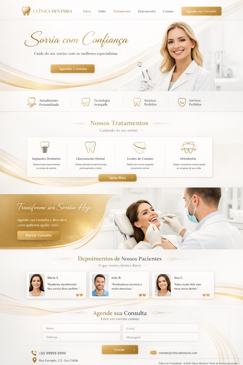 Banner de clinica dentaria com paciente sorrindo