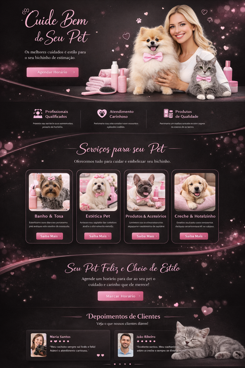 Banner de cuidados para pets com cao e gato
